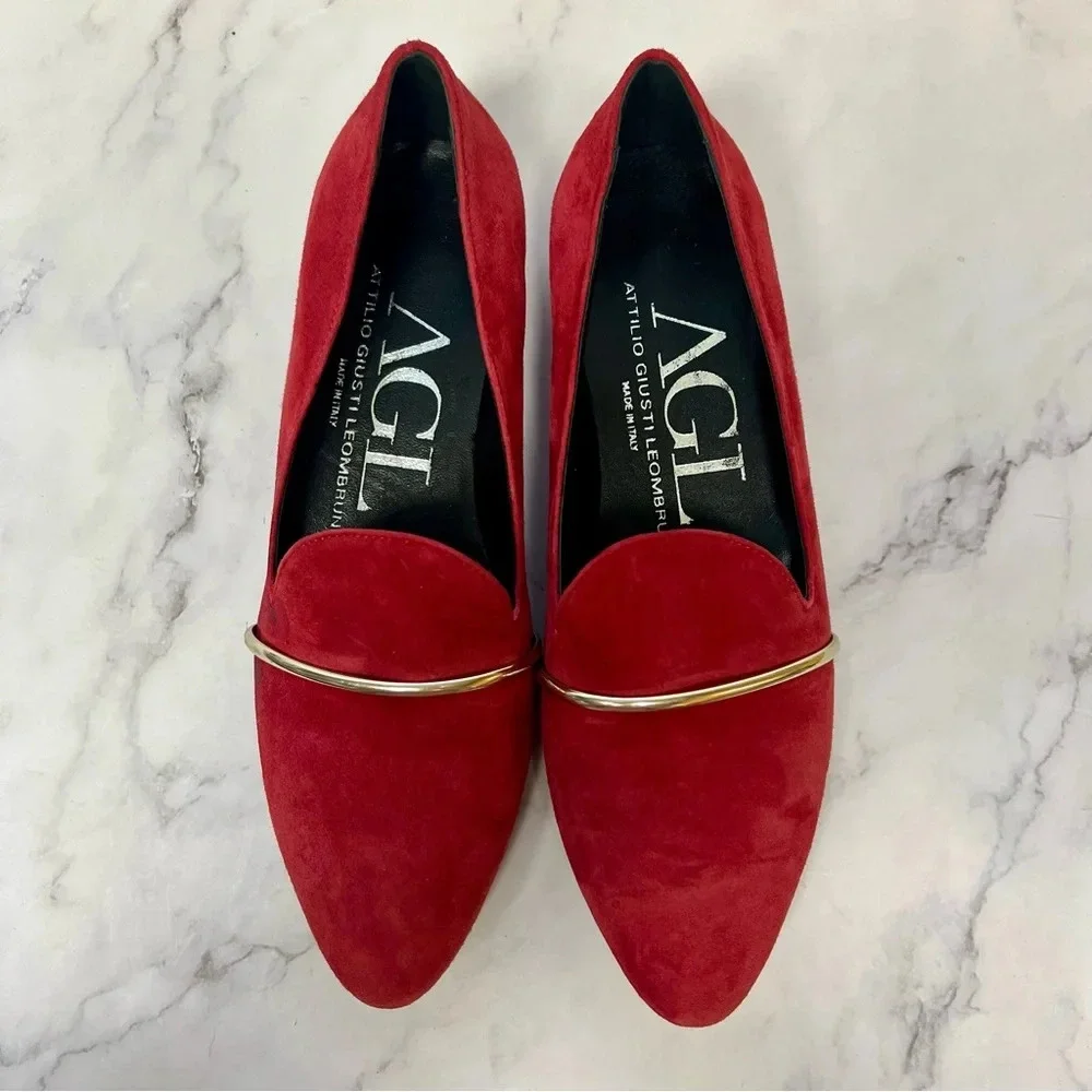 AGL Attilio Giusti Leombruni Red Suede Slip On Casual Womens Shoe Size 36 - Picture 17 of 17